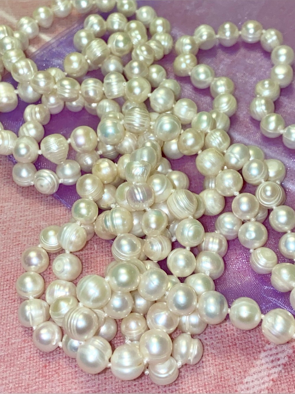 White Pearl Necklace. 160 cm .Real Pearls.
